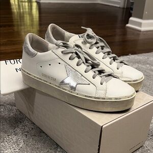 Golden Goose White Sneakers with Silver Star